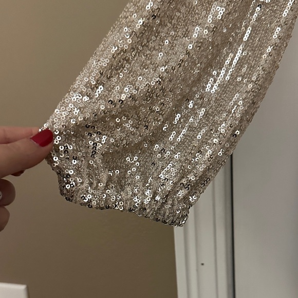 Silver Sequin Long Sleeve Dress - Picture 4 of 16